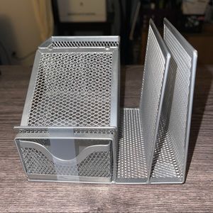 Mesh silver Desk Organizer